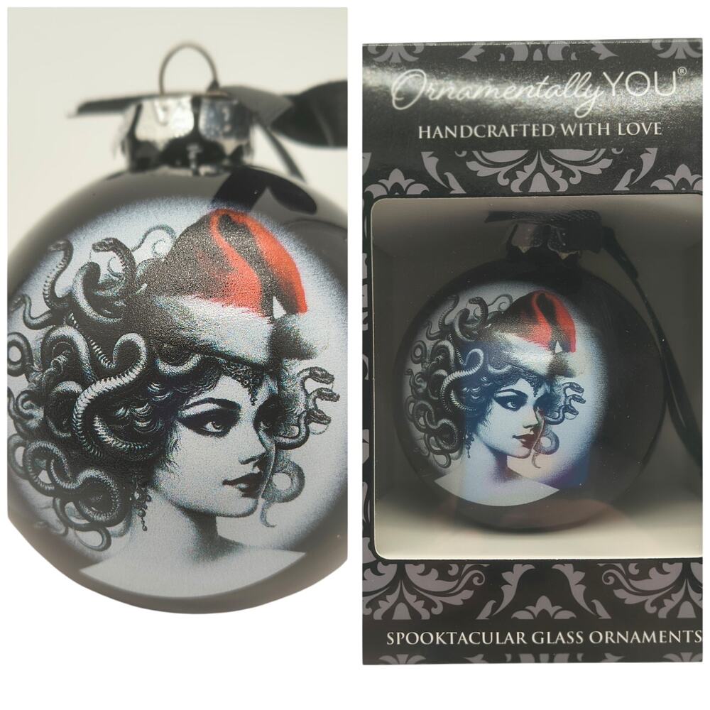 Medusa Black Glass Ornament – Dark Gothic Christmas